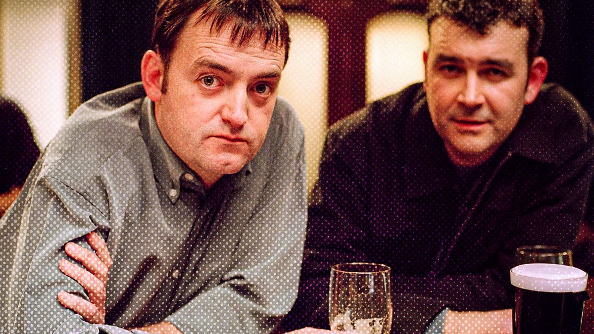 Craig Cash and Phil Mealey as Joe and Duffy drinking pints in Early Doors promo picture