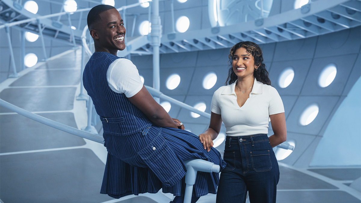 Doctor Who's Ncuti Gatwa and Varada Sethu inside the TARDIS