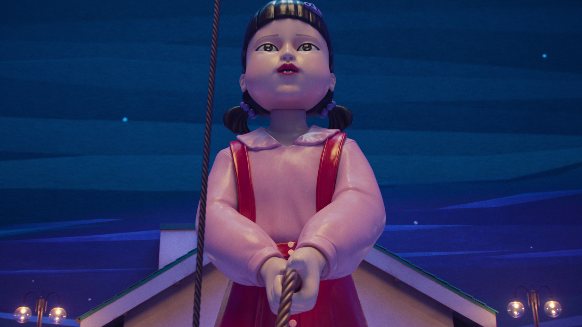 Giant Young-hee doll holds a rope in season 3 of Squid Game