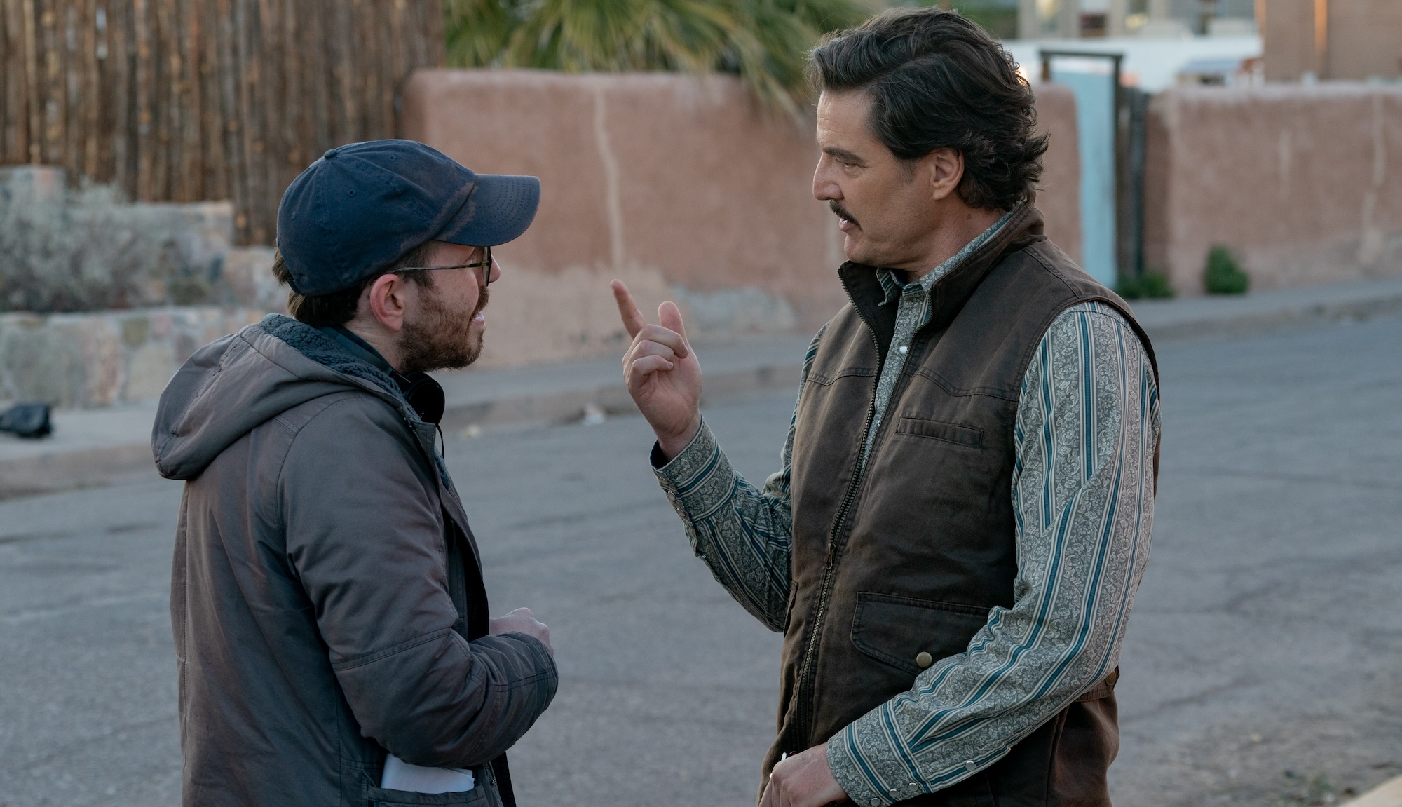 Ari Aster and Pedro Pascal on Eddington set