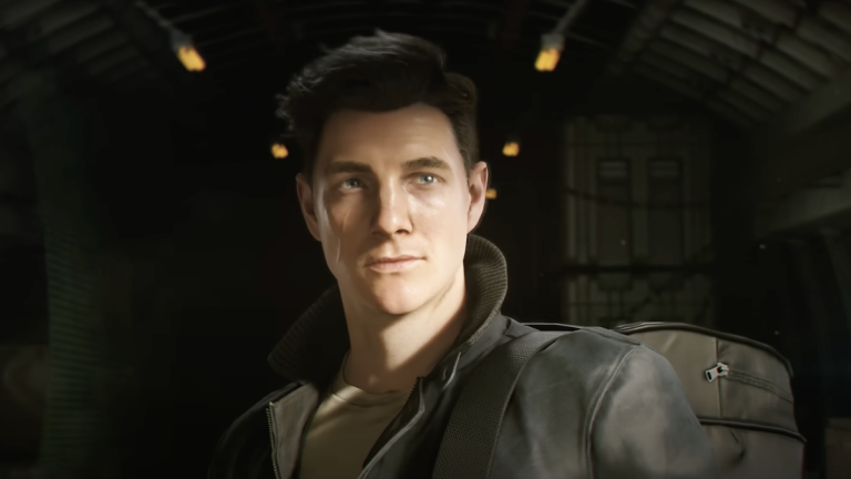 Screengrab of a book-accurate James Bond in 007: First Light. He's young with dark hair and a scar on his face.